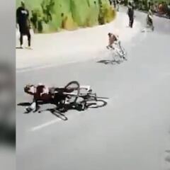 Egan Bernal y su fuerte caída en los Nacionales de Ruta