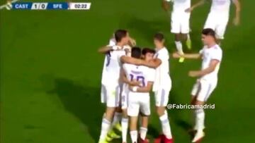 Bienvenidos al gol del futuro del Real Madrid: Miguel Guti¨¦rrez y Arribas en acci¨®n