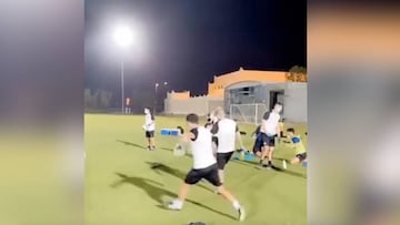 Xavi has pupils in a spin with training ground trick shot