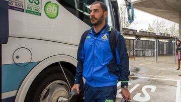 Lacen, en una concentración del Getafe.