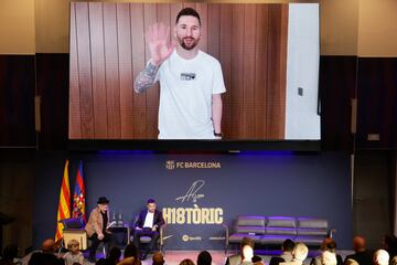 Messi interviene por videoconferencia en el acto de despedida de Jordi Alba.