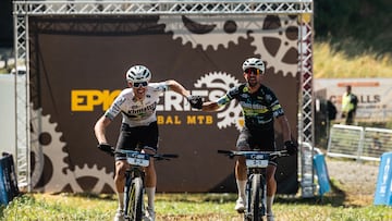 UCI riders during stage 1 of the 2025 Andorra Epic stage race from Plaça Fontetes La Massana to La Massana on the 3rd of July 2025