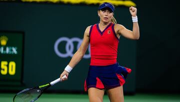 Paula Badosa of Spain in action during the semi-final of the 2021 BNP Paribas Open WTA 1000 tennis tournament against Ons Jabeur of Tunisia
 AFP7 
 15/10/2021 ONLY FOR USE IN SPAIN