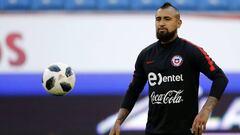 Arturo Vidal entrenando con la selección.