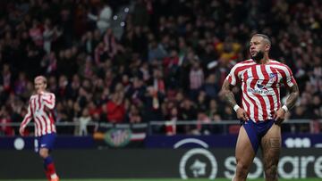 Memphis, un momento del Atlético-Valencia de Liga en la 22-23. "¡Tengo trabajo que hacer!".