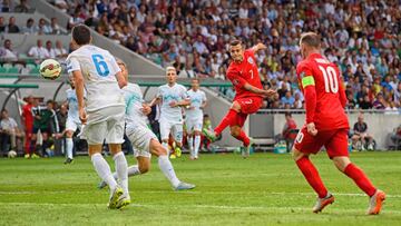 LJUBLJANA, SLOVENIA - JUNE 14:  Jack Wilshere of England scores their second goal during the UEFA EURO 2016 Qualifier between Slovenia and England on at the Stozice Arena on June 14, 2015 in Ljubljana, Slovenia.  (Photo by Stu Forster/Getty Images)
 PUBLI