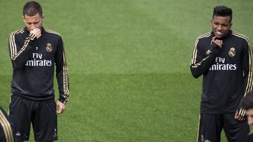 Hazard y Rodrygo en un entrenamiento.