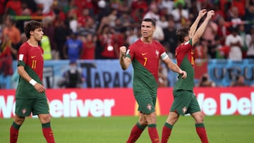 LUSAIL CITY, QATAR - NOVEMBER 28: Cristiano Ronaldo of Portugal celebrates goal during the FIFA World Cup Qatar 2022 Group H match between Portugal and Uruguay at Lusail Stadium on November 28, 2022 in Lusail City, Qatar. (Photo by Jean Catuffe/Getty Images)