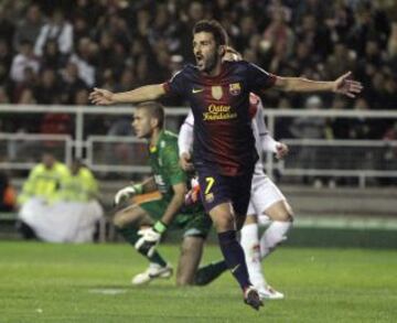 Jornada 9 / RAYO VALLECANO - BARCELONA  Alegría de David Villa tras marcar el gol 0-1