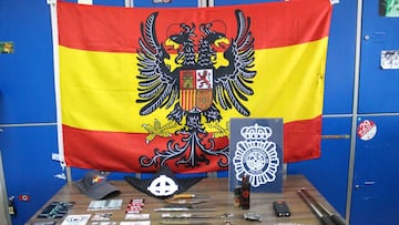 Material confiscated as part of the operation which led to the arrest of 16 members of the Ultras Sur and Frente Atlético.