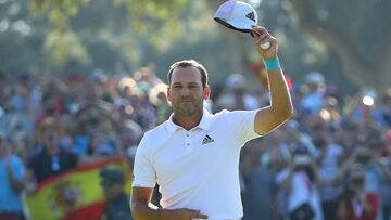 Sergio Garc&iacute;a of Spain celebra su victoria en el Andalucia Valderrama Masters 2017 en el Real Club Valderrama.