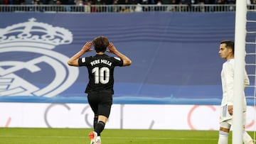 Pere Milla celebra el 0-2 al Real Madrid. 