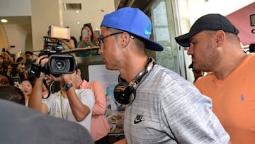 Cristiano, en su llegada a Singapur.