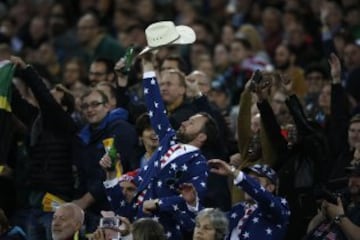 Aficionados de la selección de Estados Unidos ante Sudáfrica.