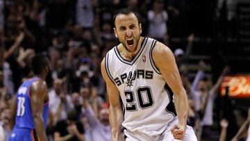 Manu Ginóbili en un partido de los San Antonio Spurs.