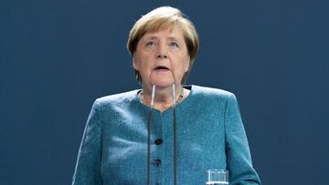 BERLIN, GERMANY - SEPTEMBER 02: German Chancellor Angela Merkel delivers a statement on the Russian opposition activist Alexei Navalny case at the Chancellery on September 2, 2020 in Berlin, Germany. The German government said &#039;the unequivocal proof&