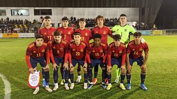 Jugadores de la Selecci&oacute;n Espa&ntilde;ola Sub-19 posan antes del partido.