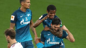 Wilmar Barrios celebrando el gol de Ozdoev con Zenit en la Supercopa de Rusia.