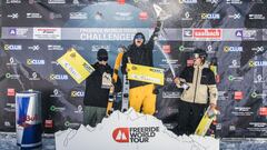 Podio del FWT Challenger Fieberbrunn (Austria), con Abel Moga en lo m&aacute;s alto, el jueves 16 de marzo del 2023. 