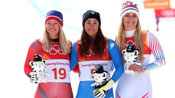 Sofia Goggia, Ragnhild Mowinckel y Lindsey Vonn.