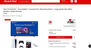 Pack de consola con televisión en Mediamarkt.