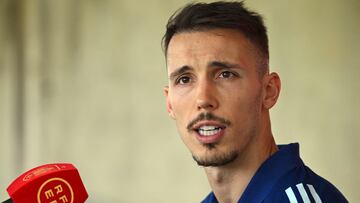Spain's defender Alex Grimaldo is pictured during Spain National football team's Media Day in Las Rozas de Madrid on June 3, 2024, ahead of the UEFA Euro 2024 . (Photo by JAVIER SORIANO / AFP)