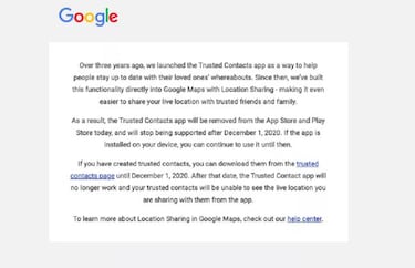 Google cierra su app Contactos de Confianza el 1 de diciembre
