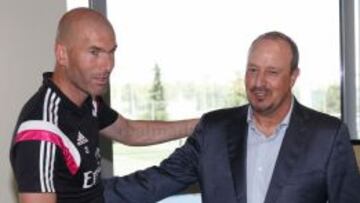 Zidane y Ben&iacute;tez, al principio de temporada en Valdebebas.