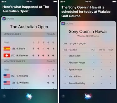 Siri ya te dice los últimos resultados de tenis y golf