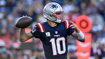 The Patriots nervously hold on for victory against the Falcons, with Drake Maye moving up to a league-high 17 passing TDs for the season.