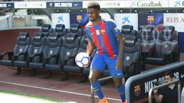 Umtiti, en su presentaci&oacute;n.