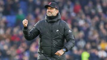 Liverpool manager Jurgen Klopp celebrates after the English championship Premier League football match between Crystal Palace and Liverpool on January 23, 2022 at Selhurst Park in London, England - Photo Phil Duncan / ProSportsImages / DPPI
 AFP7 
 23/01/