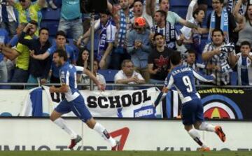 El delantero uruguayo del Espanyol Christian Ricardo Stuani tras marcar el gol del empate.
