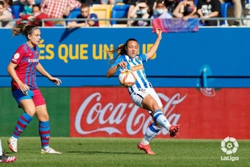 Emma Ramírez, durante el partido de la Real Sociedad ante el Barça femenino, en el que se reencontró con sus excompañeras.