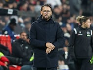 El entrenador del Getafe, José Bordalás, durante el encuentro de la jornada 18 de LaLiga que Rayo Vallecano y Getafe CF disputan este viernes en el estadio de Vallecas.