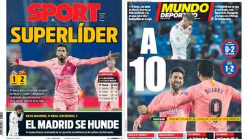 Portadas de los diarios Sport y Mundo Deportivo del día 7 de enero de 2019.
