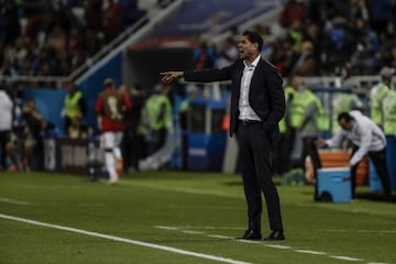 Hierro looks on during Spain's 2-2 draw with Morocco on Monday.