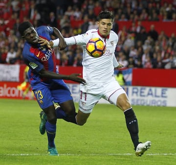 Umtiti in action against Sevilla