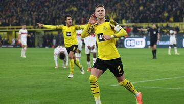Marco Reus, jugador del Borussia Dortmund, celebra el gol anotado ante el Stuttgart en Bundesliga.