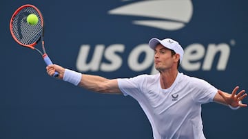 Andy Murray of Britain returns the ball to Corentin Moutet of France during their US Open tennis tournament men's singles first round match at the USTA Billie Jean King National Tennis Center in New York on August 29, 2023. (Photo by ANGELA WEISS / AFP)