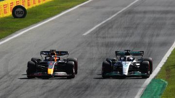 Max Verstappen y George Russell durante el GP de Países Bajos celebrado en Zandvoort.