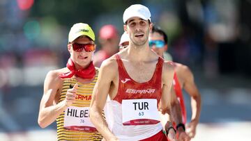 SAPPORO, JAPAN - AUGUST 06:  Marc Tur of Team Spain competes in the Men&#039;s 50km Race Walk Final on day fourteen of the Tokyo 2020 Olympic Games at Sapporo Odori Park on August 06, 2021 in Sapporo, Japan. (Photo by Lintao Zhang/Getty Images)