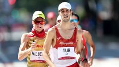 SAPPORO, JAPAN - AUGUST 06:  Marc Tur of Team Spain competes in the Men&#039;s 50km Race Walk Final on day fourteen of the Tokyo 2020 Olympic Games at Sapporo Odori Park on August 06, 2021 in Sapporo, Japan. (Photo by Lintao Zhang/Getty Images)