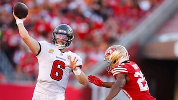Baker Mayfield tossed two touchdowns to held lead the Tampa Bay Buccaneers over the San Francisco in a battle of one loss teams from Raymond James Stadium.