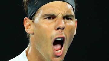 MELBOURNE, AUSTRALIA - JANUARY 25:  Rafael Nadal of Spain celebrates in his quarterfinal match against Milos Raonic of Canada on day 10 of the 2017 Australian Open at Melbourne Park on January 25, 2017 in Melbourne, Australia.  (Photo by Scott Barbour/Getty Images)