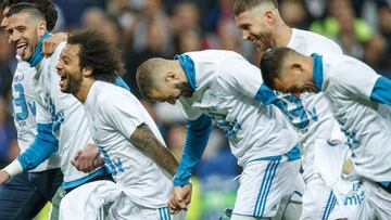 El Real Madrid festeja su pase a la final de la Champions.