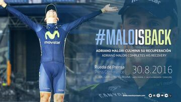 As&iacute; celebr&oacute; el Movistar Team el regreso al equipo de Adriano Malori tras su dura ca&iacute;da en el Tour de San Luis.