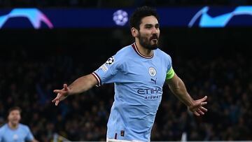 Gündogan, en el encuentro entre el Manchester City y el Leipzig, de octavos de Champions.