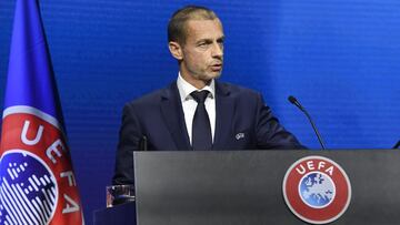 Aleksander Ceferin, presidente de la UEFA, durante una rueda de prensa.