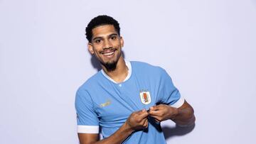 DOHA, QATAR - NOVEMBER 21: Ronald Araujo of Uruguay poses during the official FIFA World Cup Qatar 2022 portrait session on November 21, 2022 in Doha, Qatar. (Photo by Pat Elmont - FIFA/FIFA via Getty Images)